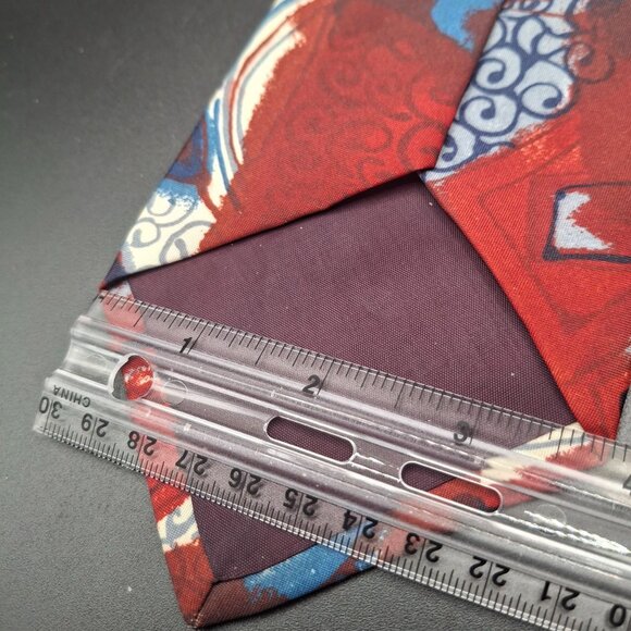 Vintage Italianissimo Abstract Geometric Tie Red Blue White Polyester - Picture 4 of 4